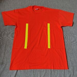 VINTAGE Deadstock Anvil Single Stitch T-Shirt Size Large Orange Hi Vis Work Wear